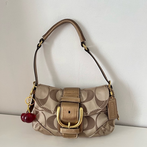 Coach Handbags - Coach Beige and Brown Shoulder Bag